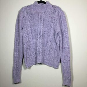 Sunday Two Purple Wool Blend Chunky Cable Knit Sweater M Autumn Fall Casual